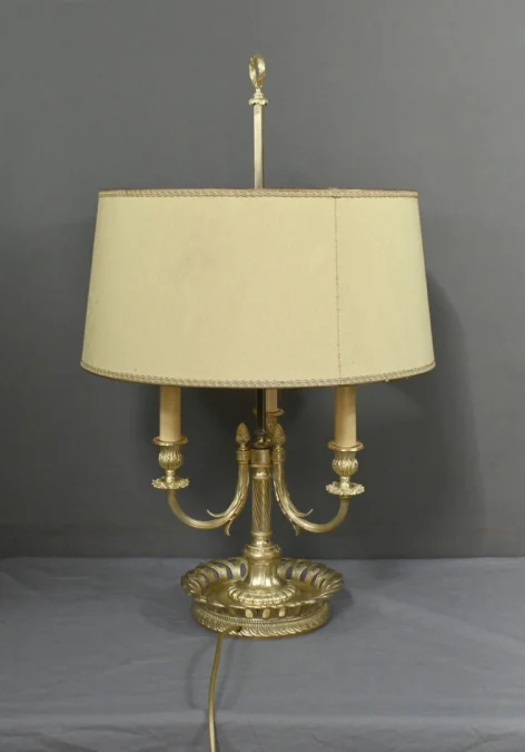 Grande Lampe Bouillotte en Bronze Doré, style Louis XVI – 1ère partie XXe
