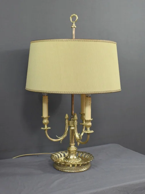Grande Lampe Bouillotte en Bronze Doré, style Louis XVI – 1ère partie XXe