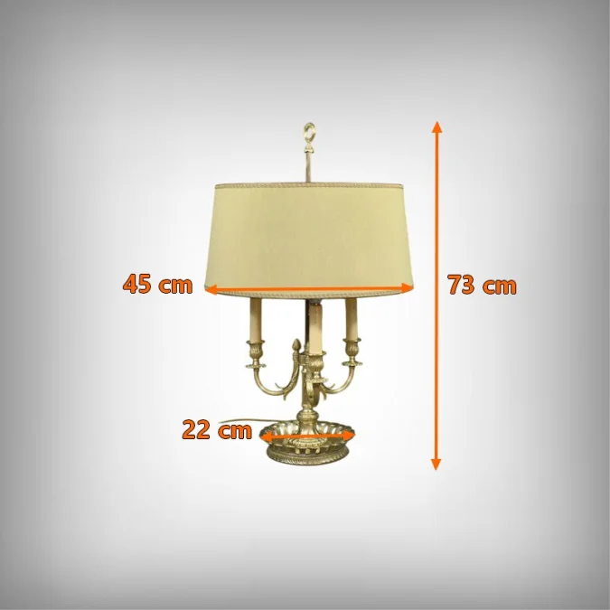Grande Lampe Bouillotte en Bronze Doré, style Louis XVI – 1ère partie XXe
