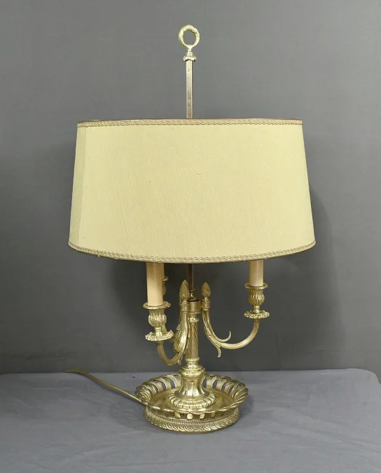 Grande Lampe Bouillotte en Bronze Doré, style Louis XVI – 1ère partie XXe