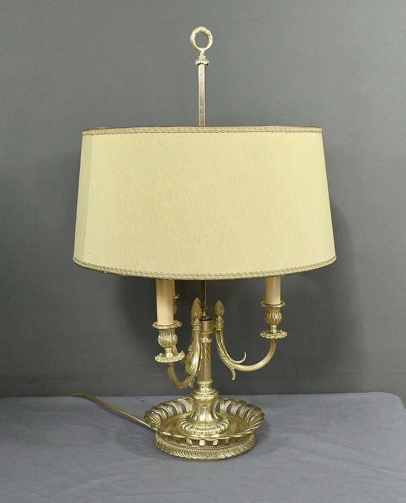Grande Lampe Bouillotte en Bronze Doré, style Louis XVI – 1ère partie XXe