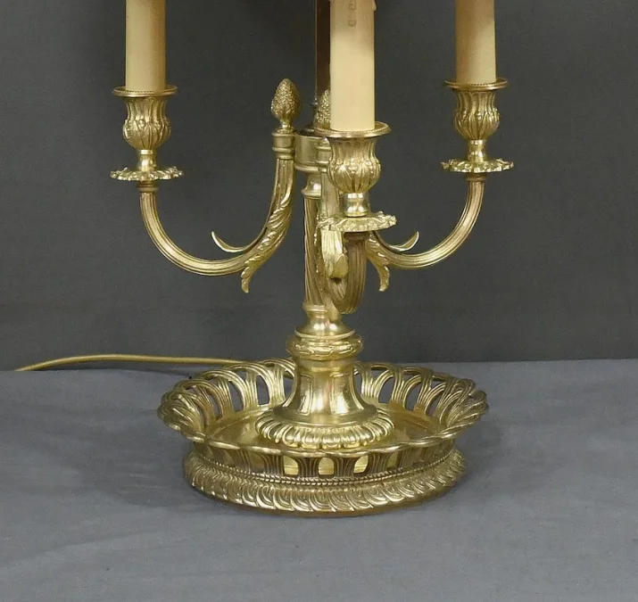 Grande Lampe Bouillotte en Bronze Doré, style Louis XVI – 1ère partie XXe