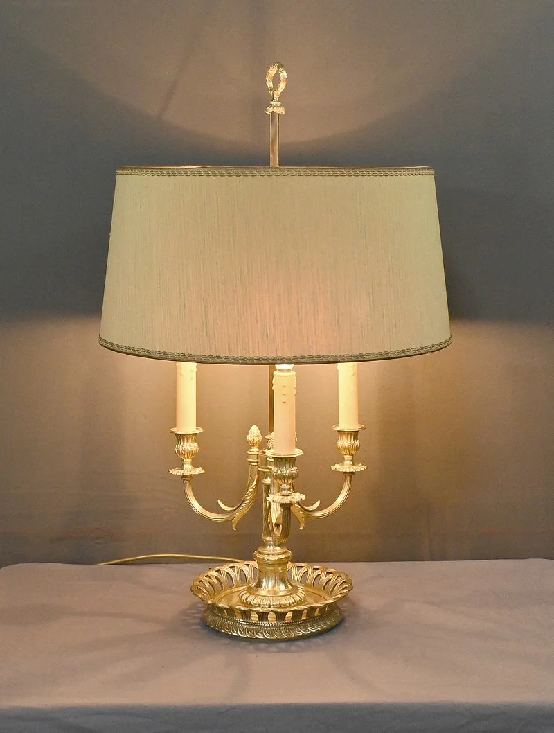Grande Lampe Bouillotte en Bronze Doré, style Louis XVI – 1ère partie XXe