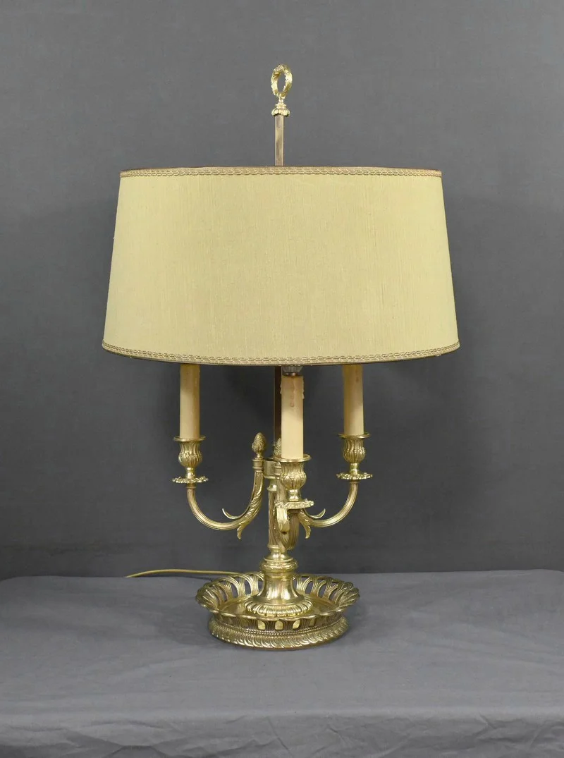 Grande Lampe Bouillotte en Bronze Doré, style Louis XVI – 1ère partie XXe