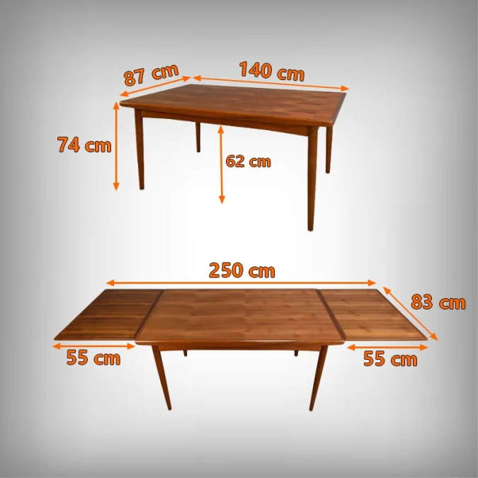 Table Extensible en Teck, Dyrlund, Danemark – 1960