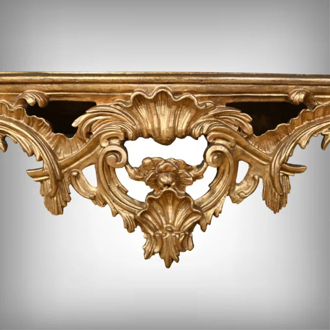 Importante Console d’Applique en Bois Doré, style Louis XV – Milieu XXe