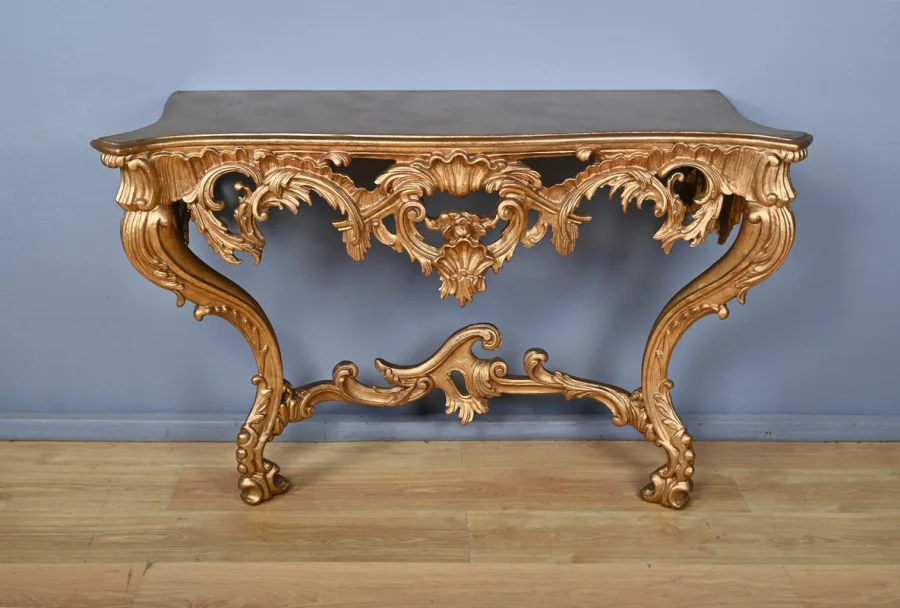 Importante Console d’Applique en Bois Doré, style Louis XV – Milieu XXe
