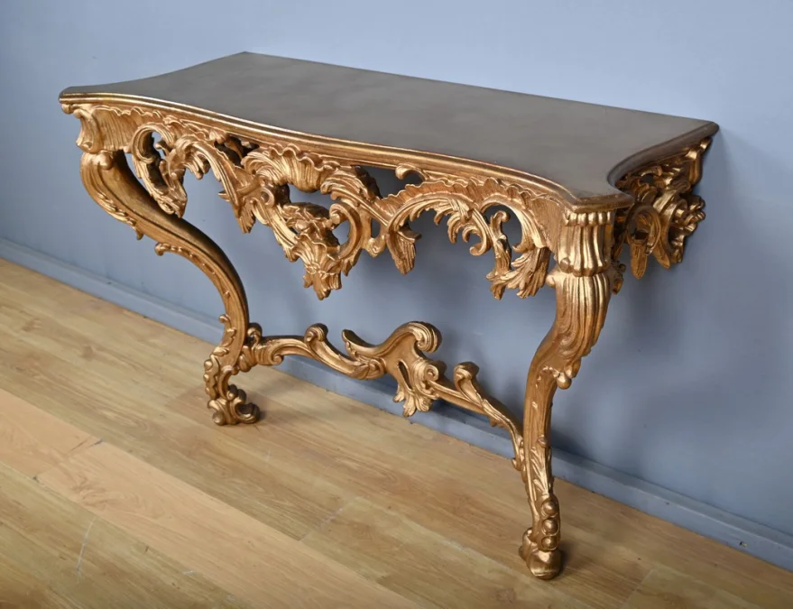 Importante Console d’Applique en Bois Doré, style Louis XV – Milieu XXe