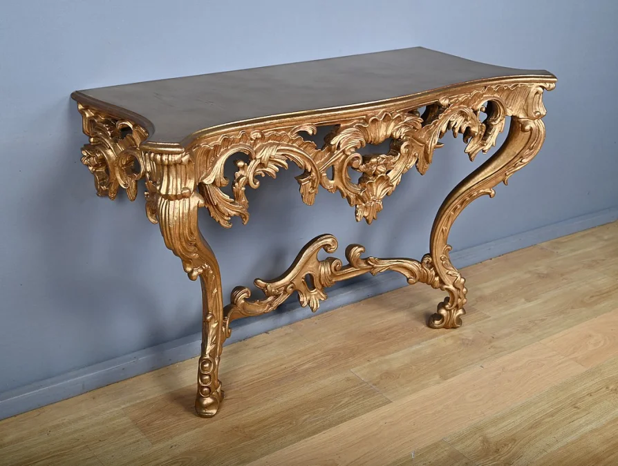 Importante Console d’Applique en Bois Doré, style Louis XV – Milieu XXe
