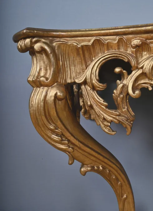 Importante Console d’Applique en Bois Doré, style Louis XV – Milieu XXe