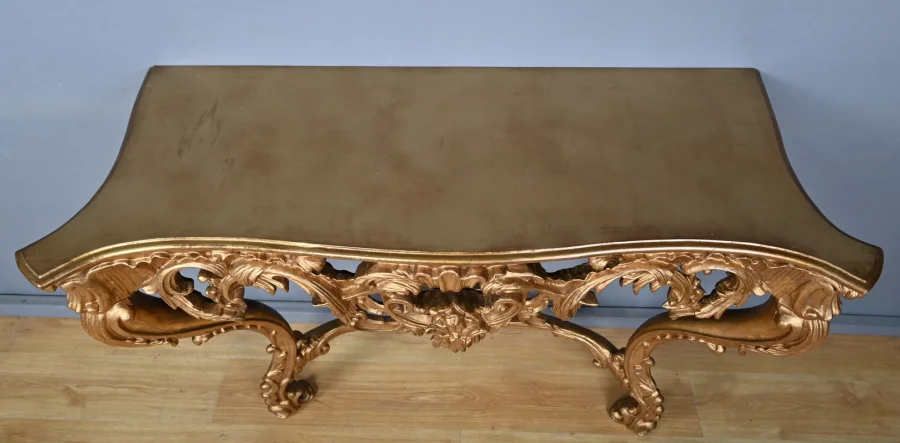 Importante Console d’Applique en Bois Doré, style Louis XV – Milieu XXe