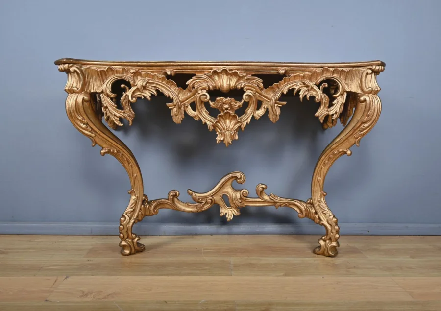 Importante Console d’Applique en Bois Doré, style Louis XV – Milieu XXe