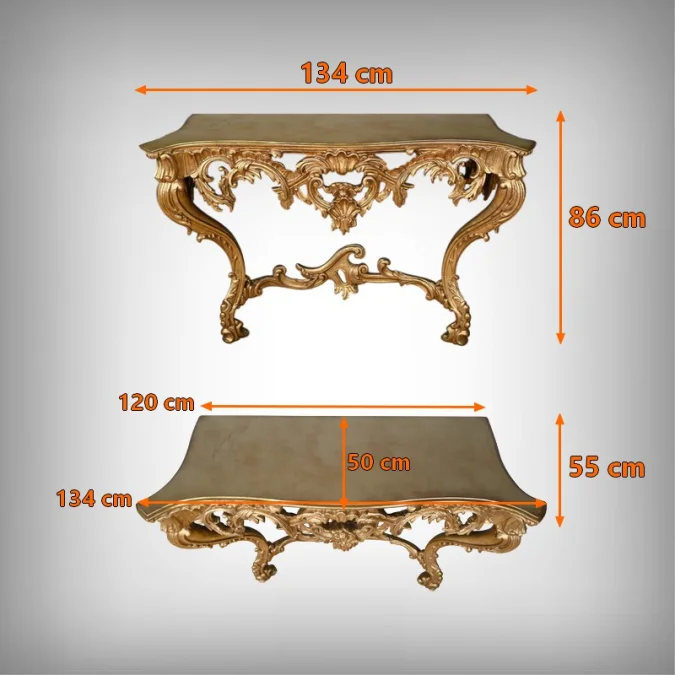 Importante Console d’Applique en Bois Doré, style Louis XV – Milieu XXe