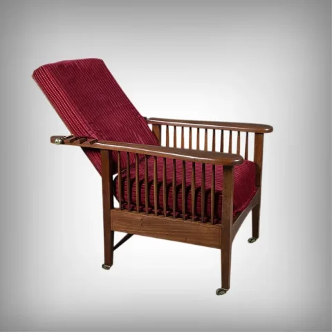 Fauteuil Morris en Acajou, style Arts & Crafts – Début XXe