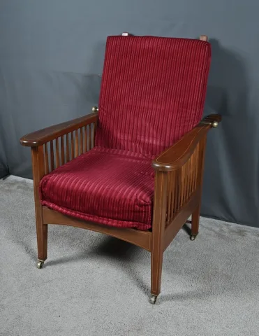 Fauteuil Morris en Acajou, style Arts & Crafts – Début XXe