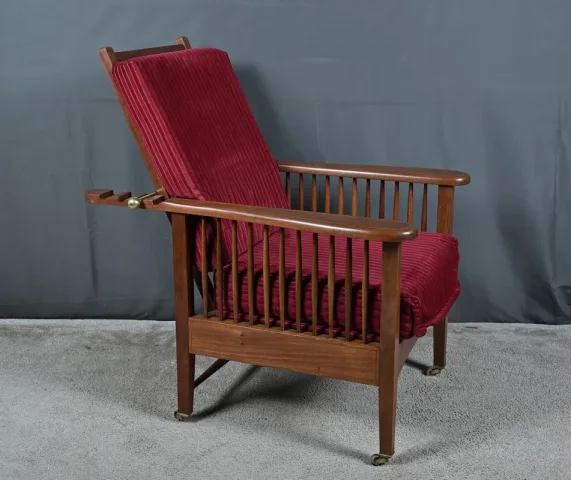 Fauteuil Morris en Acajou, style Arts & Crafts – Début XXe