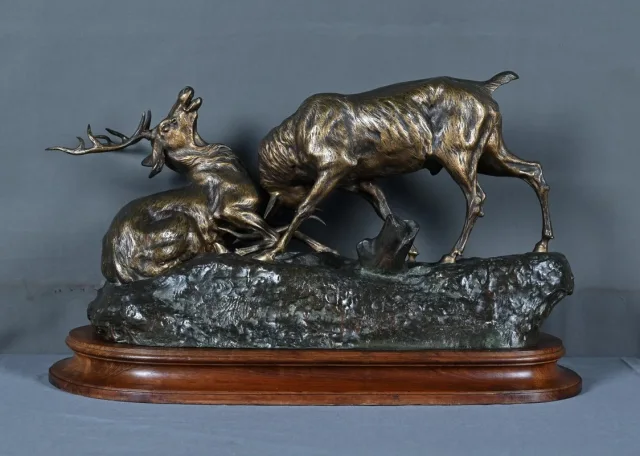 Important Bronze « Le Combat de Cerfs », de T.Cartier – Début XXe