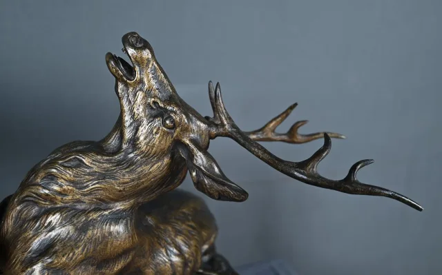 Important Bronze « Le Combat de Cerfs », de T.Cartier – Début XXe