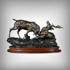 Important Bronze « Le Combat de Cerfs », de T.Cartier – Début XXe
