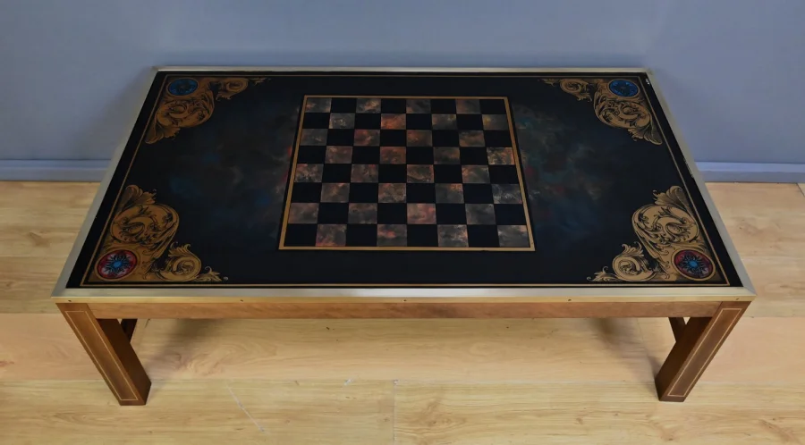 Grande Table Basse Échiquier en Acajou, goût Jansen – 2ème partie XXe