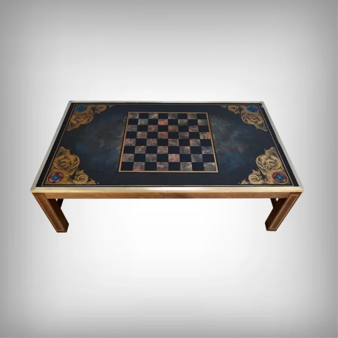 Grande Table Basse Échiquier en Acajou, goût Jansen – 2ème partie XXe