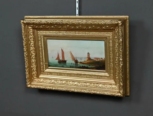 Картина маслом на панели XIX века.