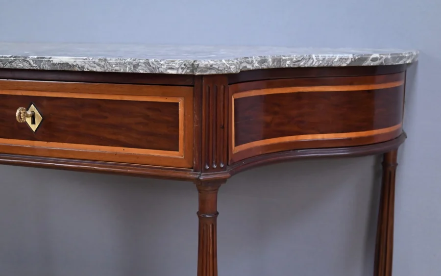 Console en Acajou & Marbre, époque Louis XVI – Fin XVIIIe