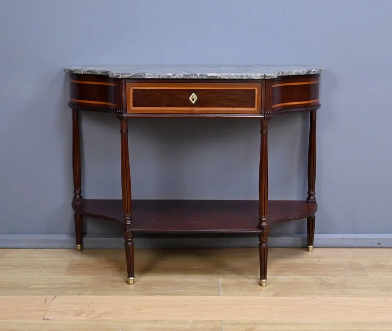 Console en Acajou & Marbre, époque Louis XVI – Fin XVIIIe