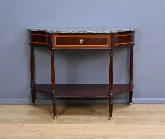Console en Acajou & Marbre, époque Louis XVI – Fin XVIIIe