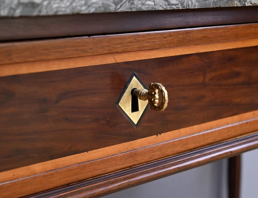Console en Acajou & Marbre, époque Louis XVI – Fin XVIIIe