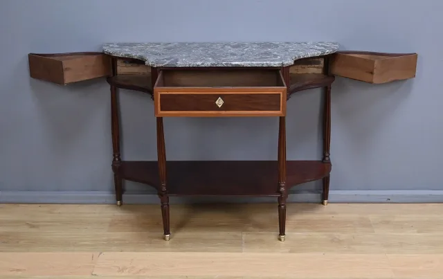 Console en Acajou & Marbre, époque Louis XVI – Fin XVIIIe