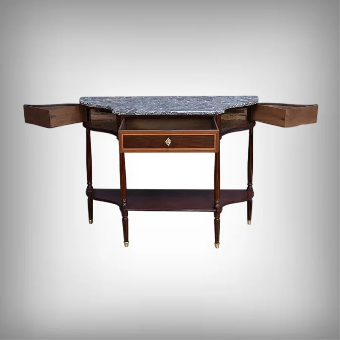 Console en Acajou & Marbre, époque Louis XVI – Fin XVIIIe