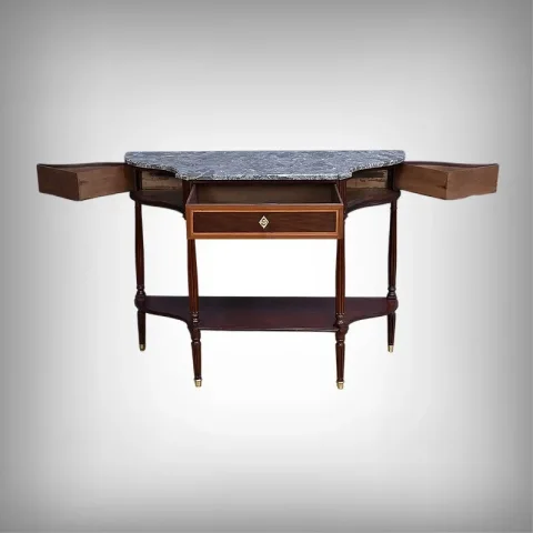Console en Acajou & Marbre, époque Louis XVI – Fin XVIIIe