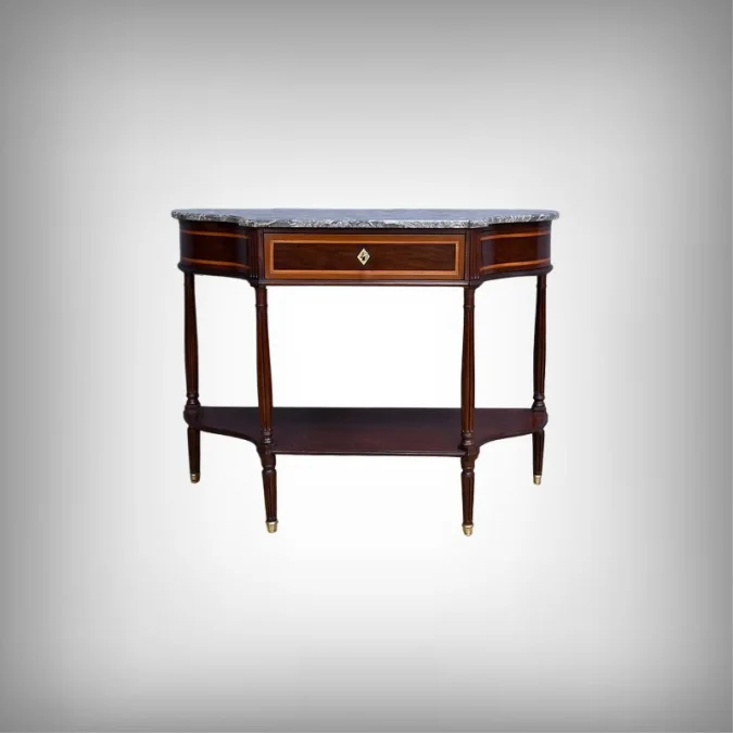 Console en Acajou & Marbre, époque Louis XVI – Fin XVIIIe