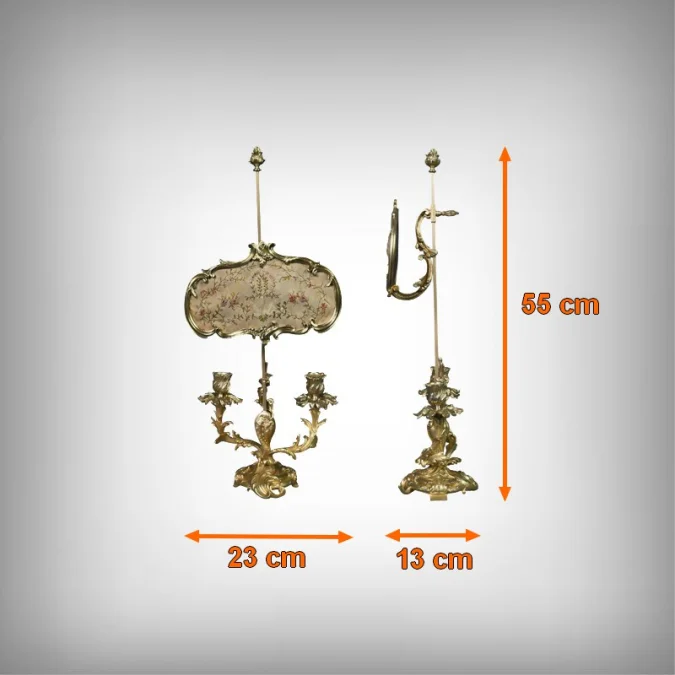 Chandelier à Écran en Bronze doré, style Louis XV – Milieu XIXe