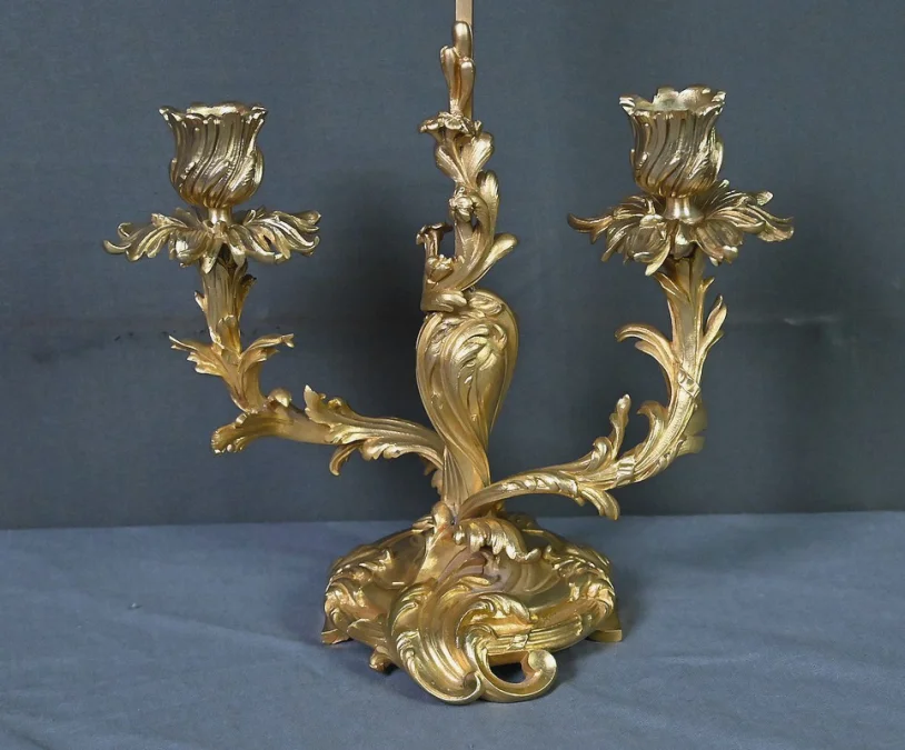 Chandelier à Écran en Bronze doré, style Louis XV – Milieu XIXe
