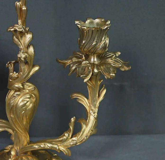 Chandelier à Écran en Bronze doré, style Louis XV – Milieu XIXe