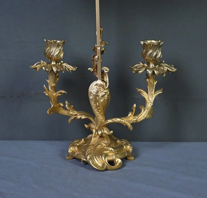 Chandelier à Écran en Bronze doré, style Louis XV – Milieu XIXe