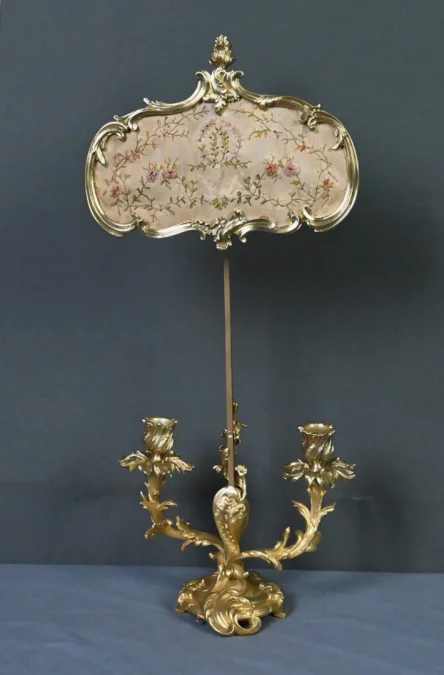 Chandelier à Écran en Bronze doré, style Louis XV – Milieu XIXe