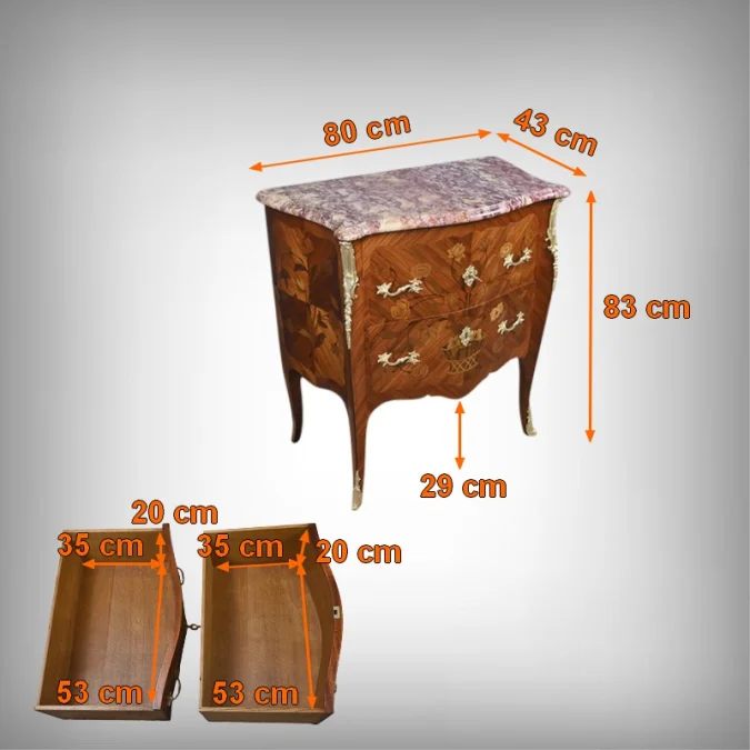 Petite Commode en Marqueterie, style Louis XV – Début XXe
