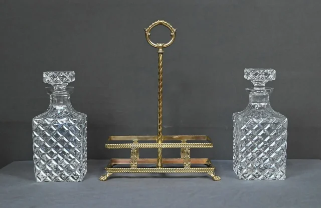 Cave à Liqueur en Bronze & Cristal – Fin XIXe