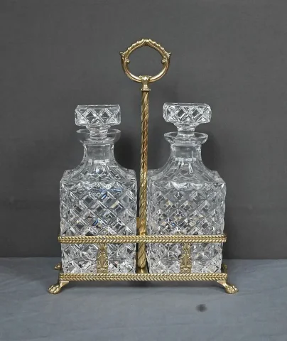 Cave à Liqueur en Bronze & Cristal – Fin XIXe