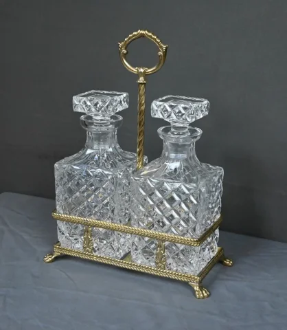 Cave à Liqueur en Bronze & Cristal – Fin XIXe