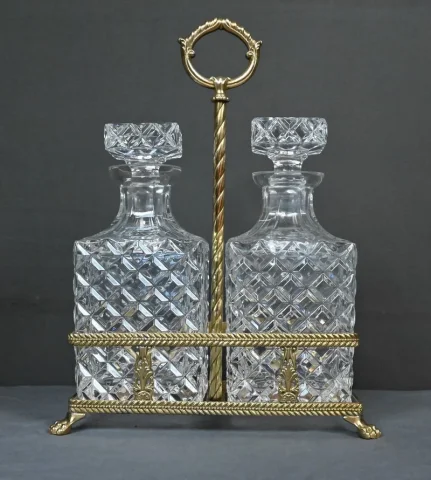 Cave à Liqueur en Bronze & Cristal – Fin XIXe