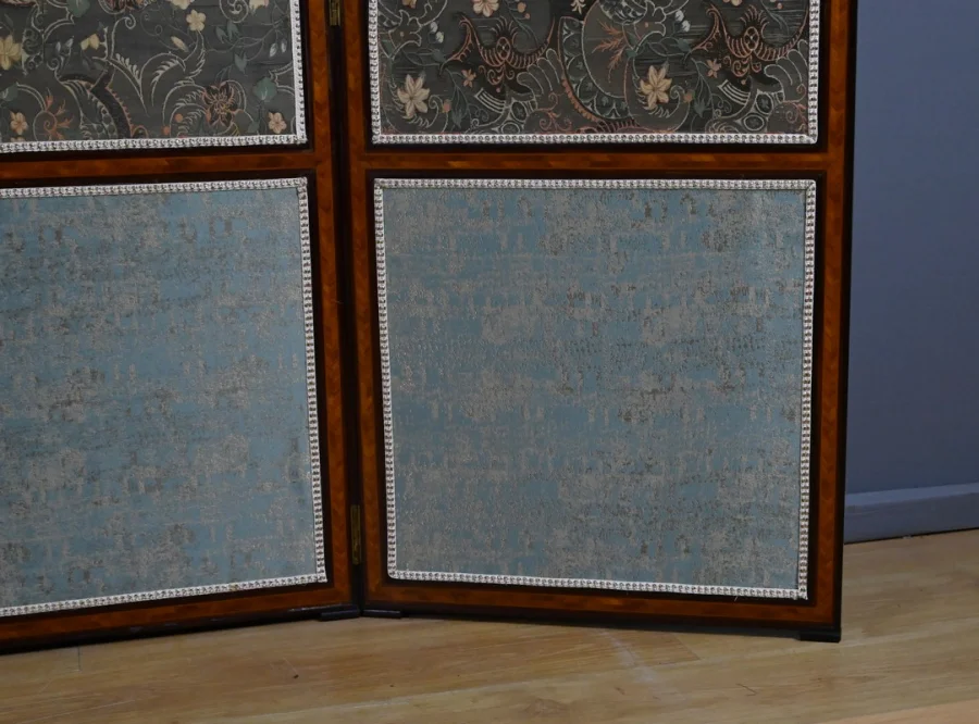 Paravent en Tissu, Acajou et Bois de Rose – 1900