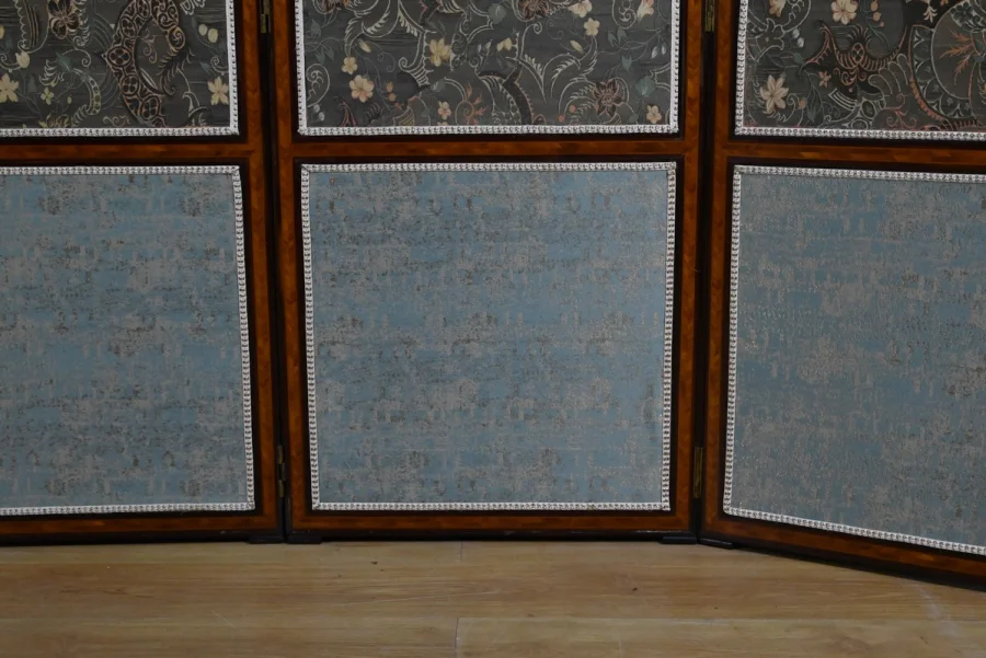 Paravent en Tissu, Acajou et Bois de Rose – 1900