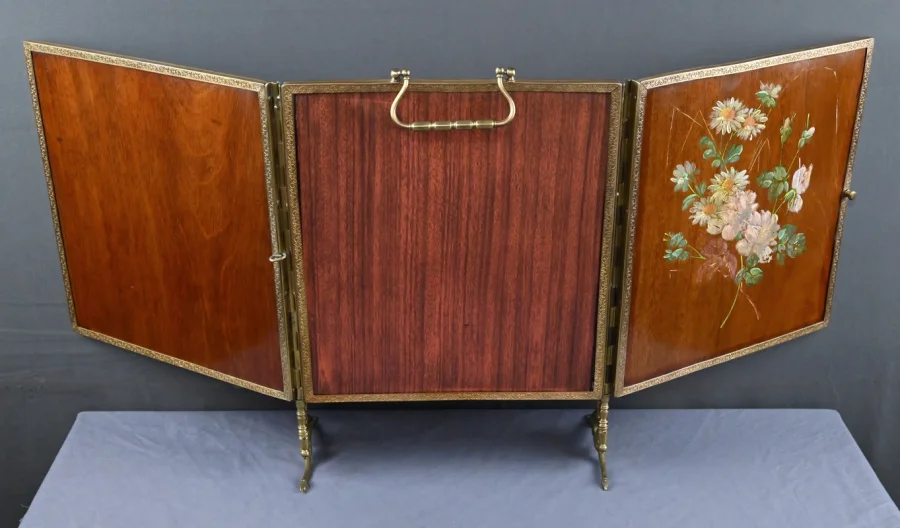 Rare Miroir Triptyque en Bronze – 1900