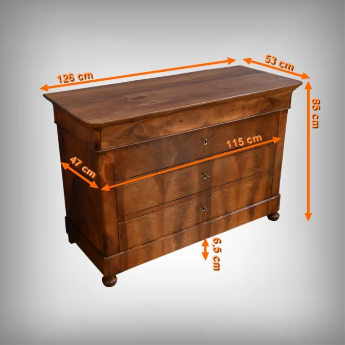 Commode en Ronce de Noyer, époque Restauration – 1ère Partie XIXe