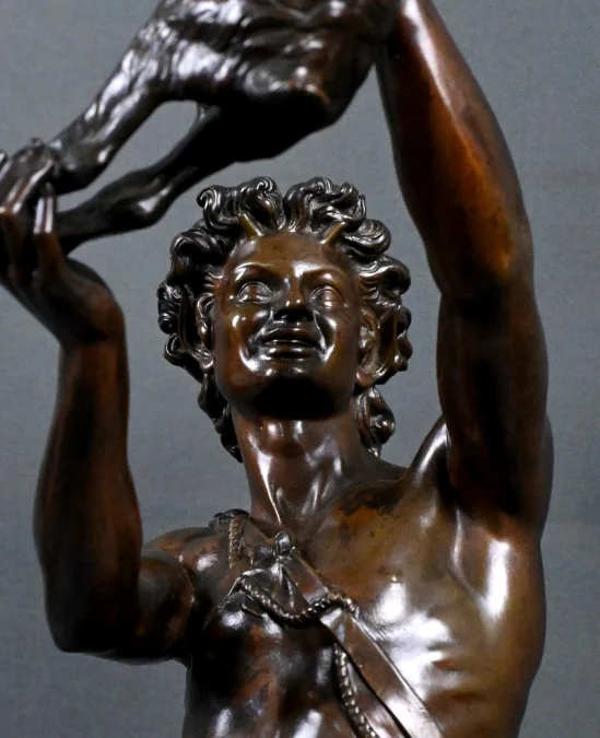 Important Bronze « Faune jouant avec un Chevreau » signé Gumery – 2ème partie XIXe