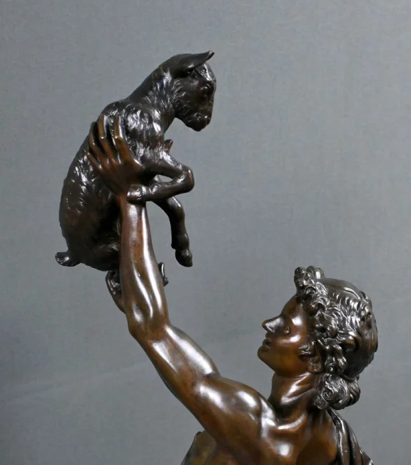 Important Bronze « Faune jouant avec un Chevreau » signé Gumery – 2ème partie XIXe